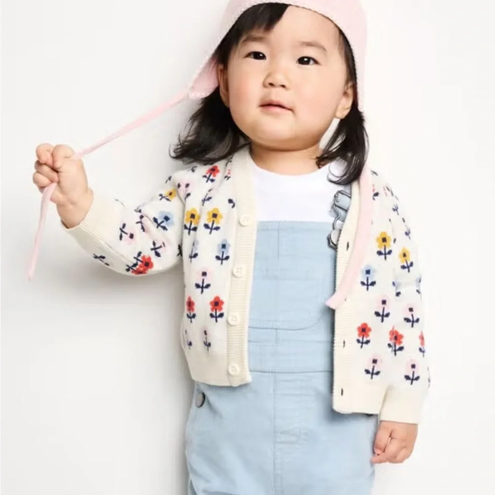 Hanna Andersson White Floral Cardigan 18-24 months - Picture 2 of 8